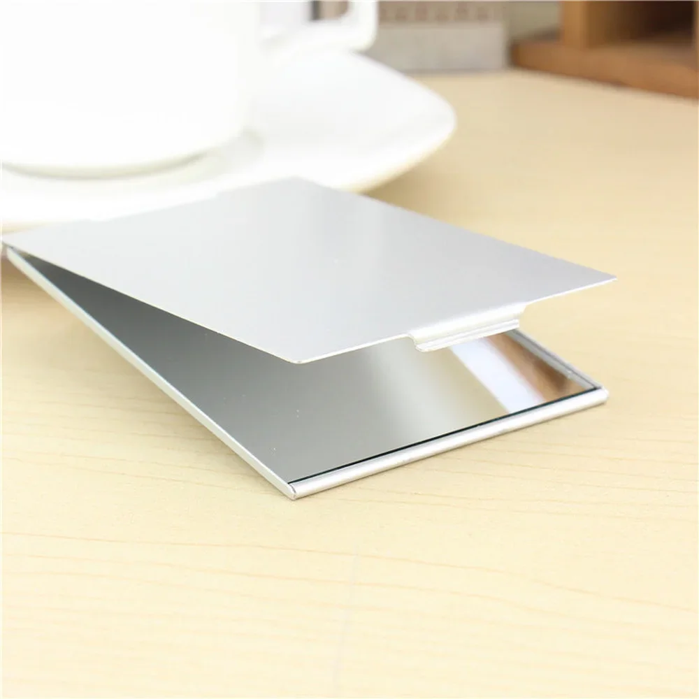 Aluminum Folding Mirror Mini Portable Makeup Mirror Hand Standing Small Mirror Vanity Foldable Compact Pocket Cosmetics Tools