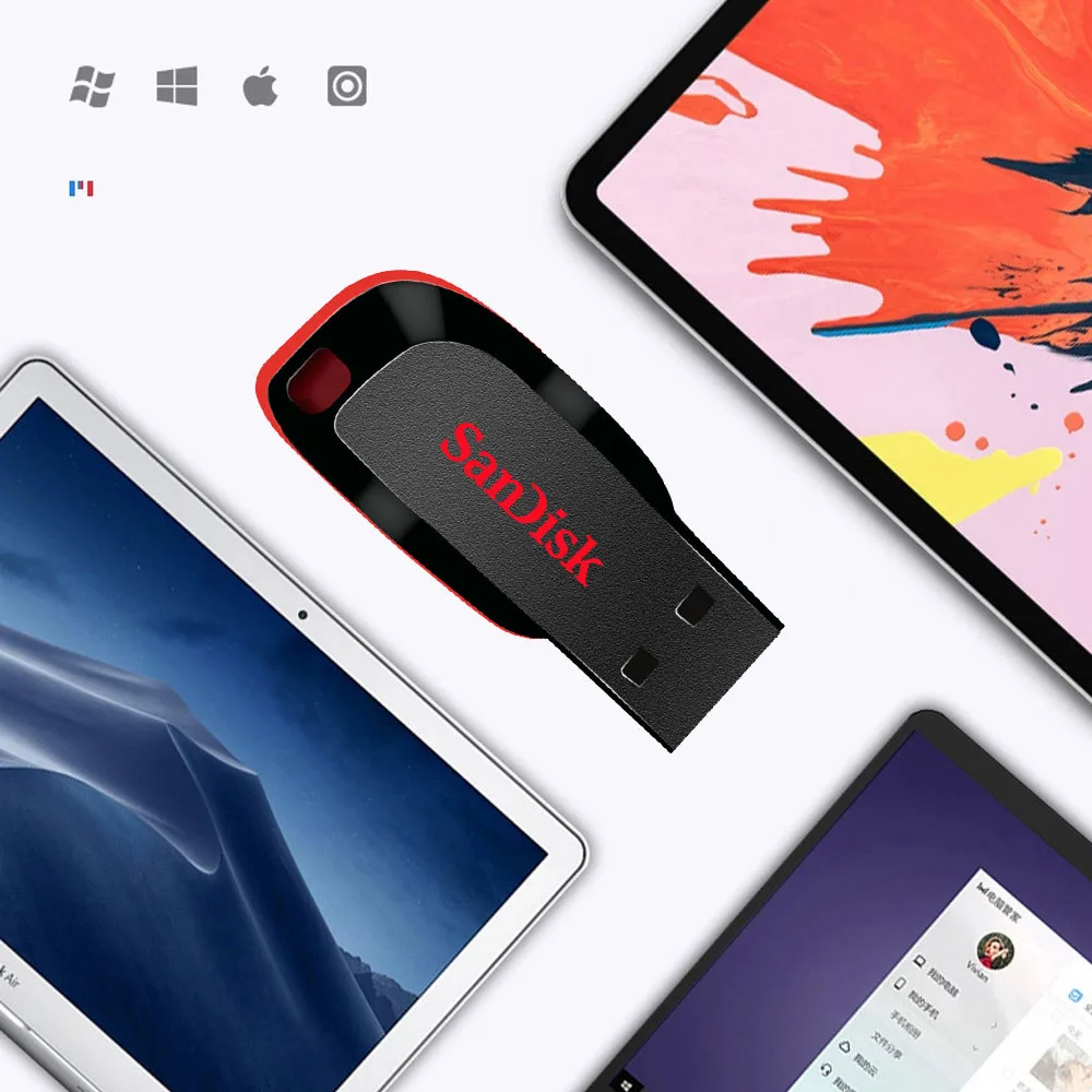 SanDisk Original Pendrive USB2.0 แฟลช dirve 16GB 32GB 64GB 128GB Usb ความทรงจําแฟลชหน่วยความจํา SDCZ50 usb key ไดรฟ์ปากกา USB Stick