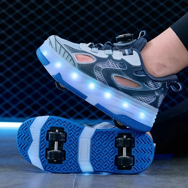 

Summer Breathable Shoes with Wheels Can Be Walked or Slid Wheel Shoes Sneaker Children's 4 Wheel Detachable Roller Skates Shoes