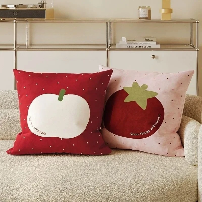 Cartoon Fruit Cute Student Children Pillow Cover Sofa Living Room Cushion Cover Bedside Square Pillowcase