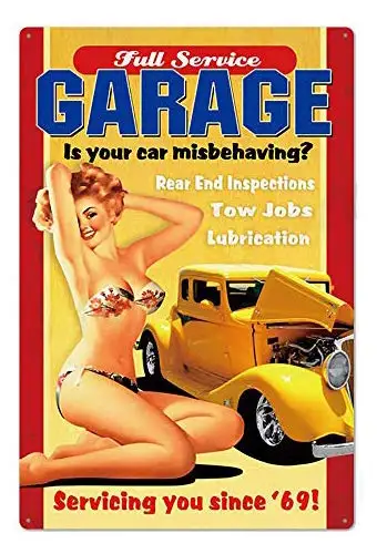 Vintage Metallschild Blechschild Beste Garage Pin Up Girl Man Cave Home Bar Club Pub Wanddekoration Schilder