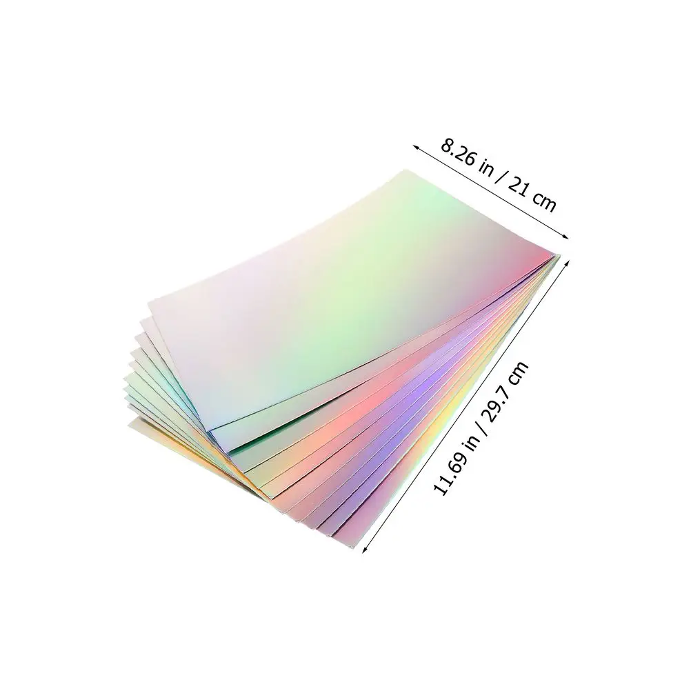 10 Sheets Holographic Cardstock Paper Hologram Holographic Sticker Craft Material Decals Handicraft Cards