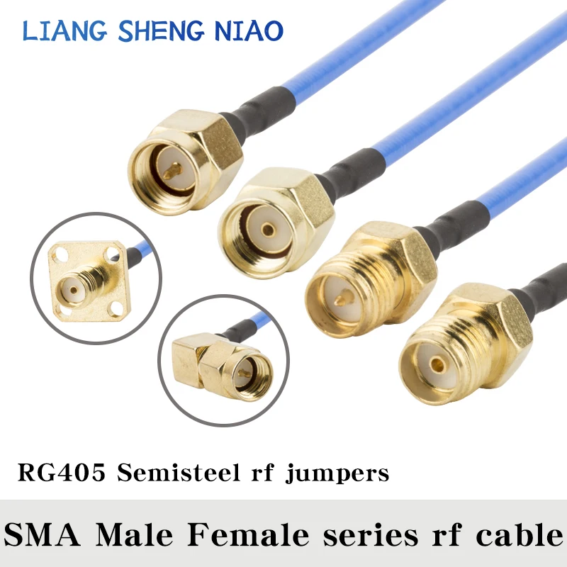 RG405 Coax Cable SMA To SMA Male Female Connector RPSMA To SMA Right Angle Crimp for RG405 High Frequency Test 50ohm Fast Brass