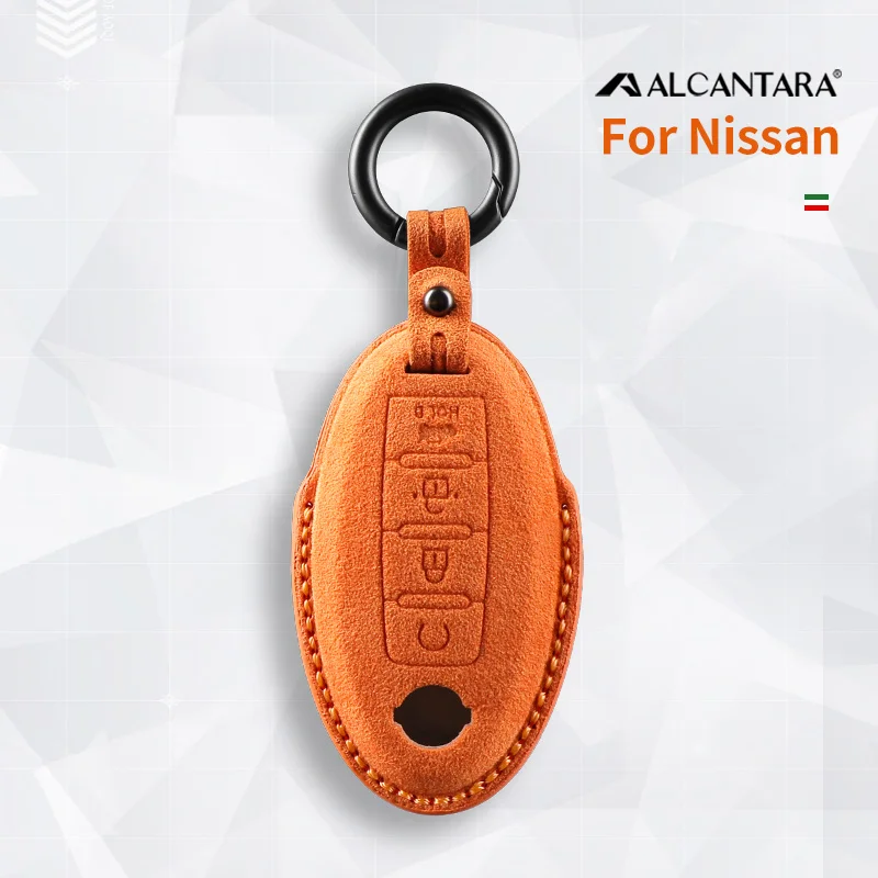 

For Nissan Qashqai Juke J10 J11 X-Trail T32 T31 Kicks Tiida Pathfinder Alcantara Suede Car Key Case Cover Auto Accessories