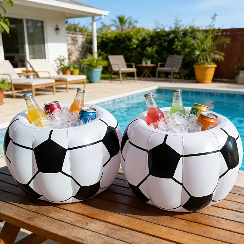 屋外用インフレータブルサッカーアイスバケット、サッカーフローティングアイスバケット、夏のビーチホーム屋外プールパーティーデコレーションスポーツテーマドリンク