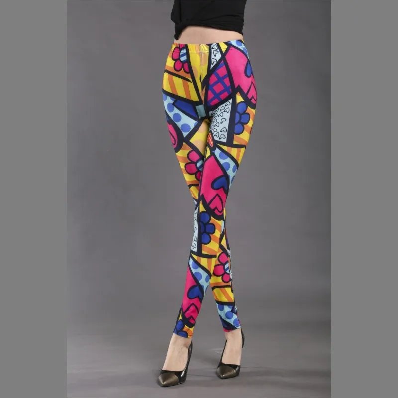 Women Fashion Printed Leggings High Stretch Slim Skinny Pants Streetwear Graffiti Star Striped Pattern Outerwear Trousers - view 4