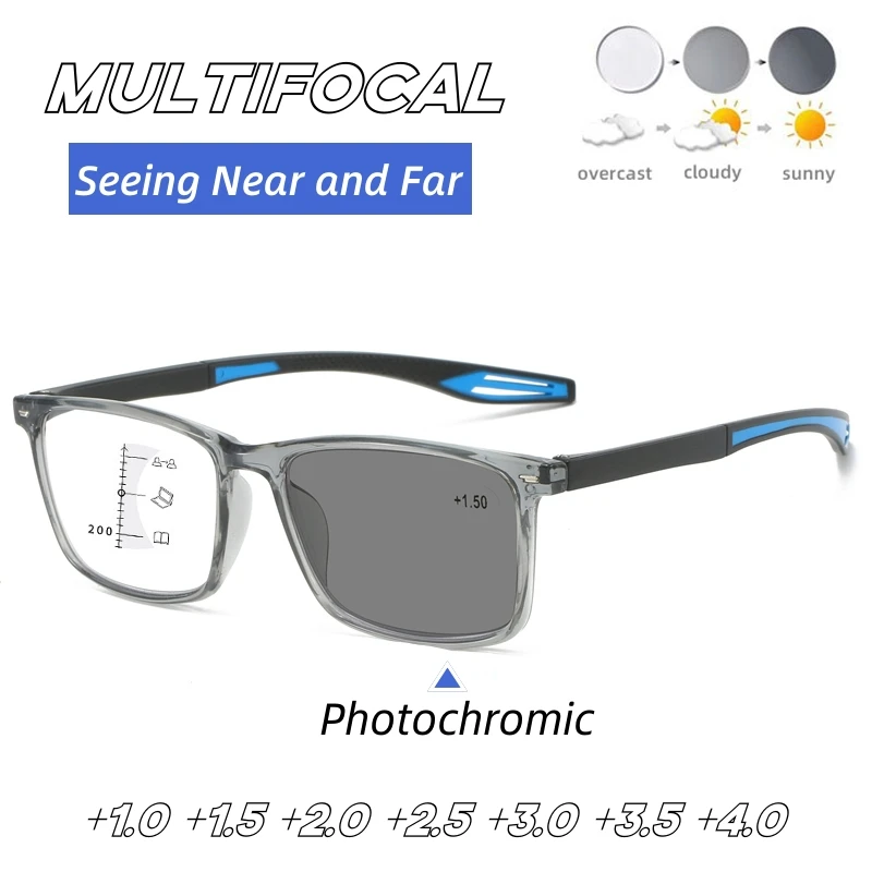 

Men's Multifocal Far-sighted Glasses Women Men Photochromic Presbyopia Eyeglasses Sports Outdoor Sunglasses Diopter Prescription