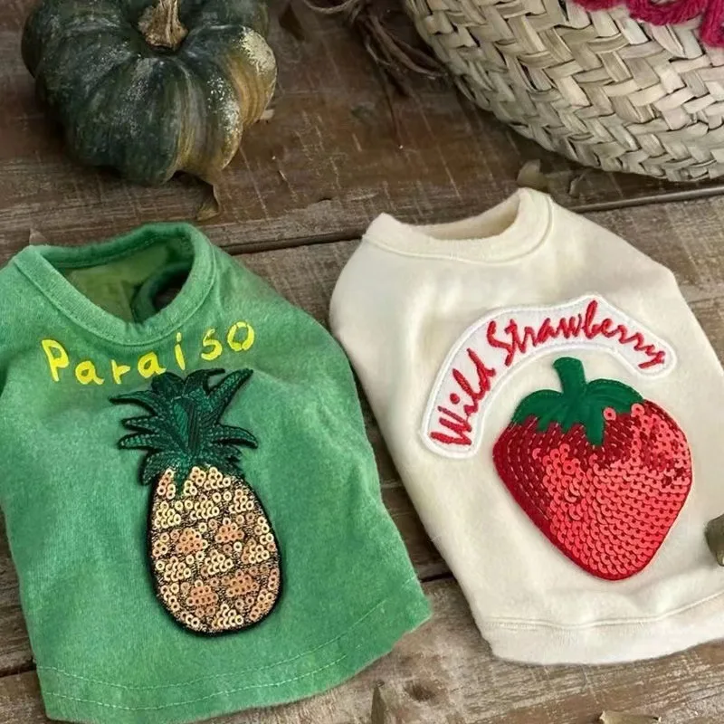 Pet Fruit Vest Cute Strawberry Vest Teddy Skirt Dog Summer Clothing Bear Cat Pet Clothing Summer Dog Clothing Puppy Clothes