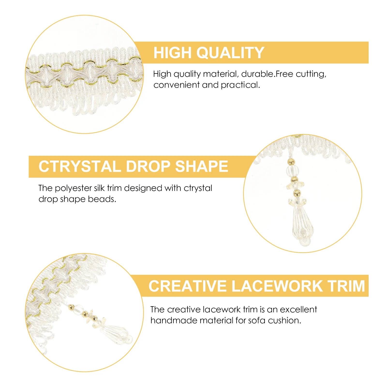 

1Pcs Delicate Curtain Trim Lacework Bead Decor Polyester Drop for Sofa Window Tablecloth Cushion Home Decoration