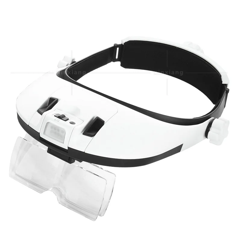 Rechargeable Head Wearing Magnifying Glass 1X 1.5X 2X 2.5X 3.5X Helmet Style Magnifier with 8Led Lights Loupe Reading Repair Use