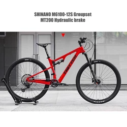 TWITTER Carbon Full Suspension Mountain Bikes bicicleta mtb 29er double suspension Bicycle with DEORE/M6100 12S For Men Women
