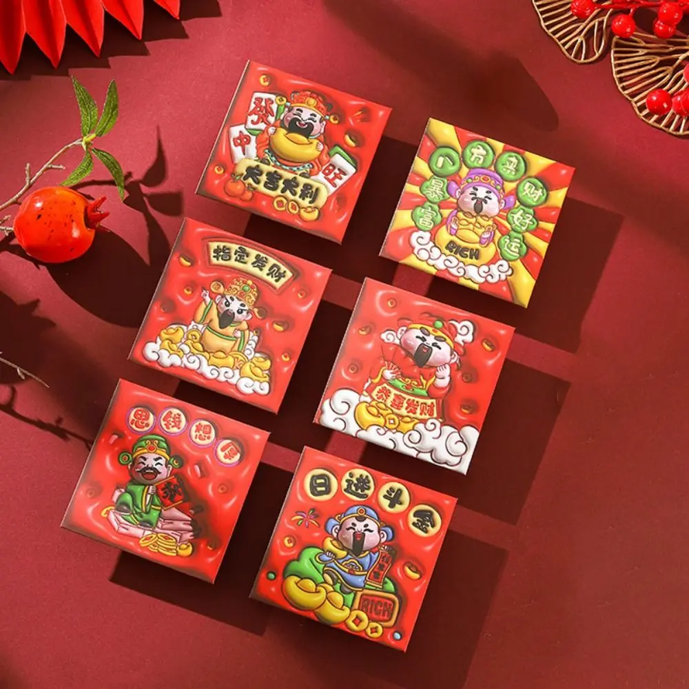 6/12 Stuks Creatieve Cartoon Rode Envelop Tas Verdikte Goud Stempelen Lucky Rode Zak Nieuwjaar Rode Pakket zegen Gift