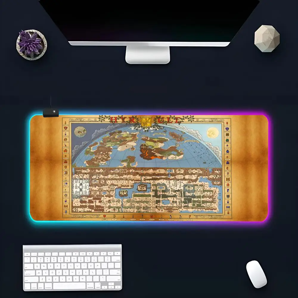 zelda merchandise  Mouse Pad Popular Large RGB Mause pads XXL LED Japan made Table Pads Keyboard Mats Desk Rug With Backlit csgo
