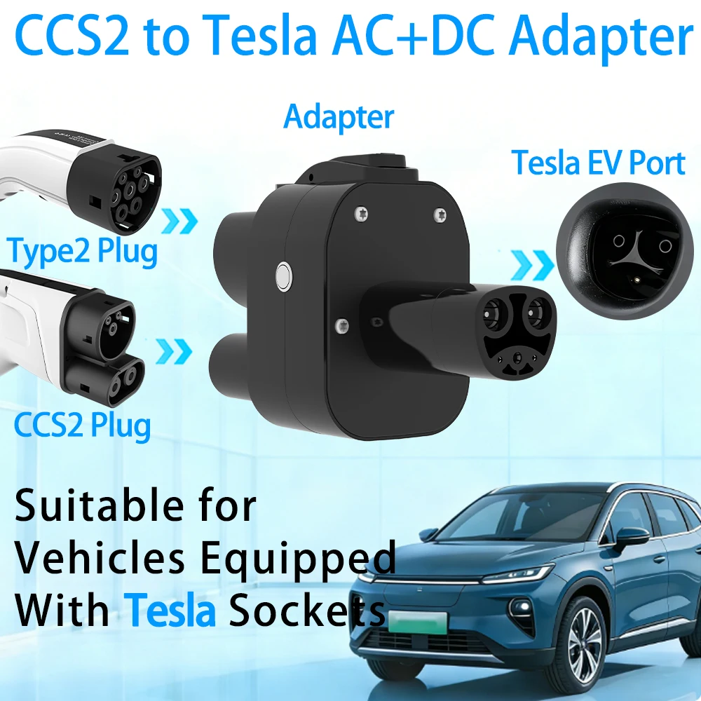 Unirise CCS2 to Tesla Charging Adapter 250kW DC+AC CCS Combo 2  Charger Converter For NACS Electric Vehicles Tesla Model 3/Y/S/X