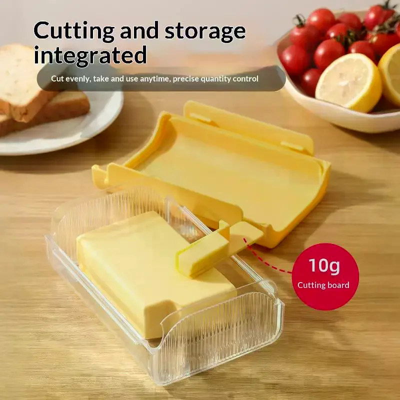 Plastic Compartmentalized Fresh-keeping Storage Container Butter Cutting Refrigerator  Cheese Slice Cutter Storage Box