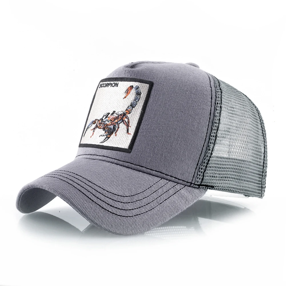 K Four Season Men's Trucker Caps With Scorpion Patch Snapback Hip Hop Baseball Cap For Women Adjustable Unisex Baseball Hats