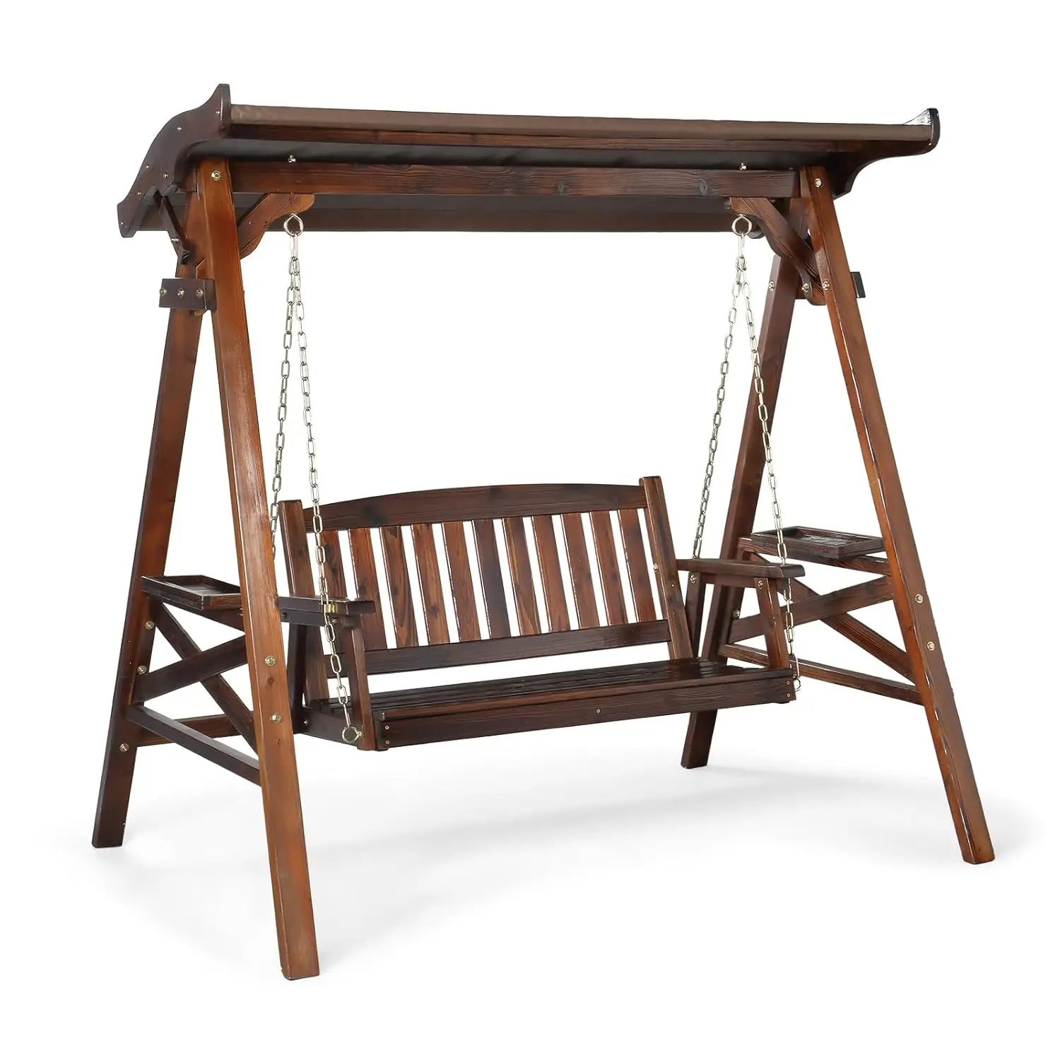 Waterproof Outdoor Porch Swing with Stand And Canopy Patio Swings including Cup Holder Customizable Comfortable Customized Swing
