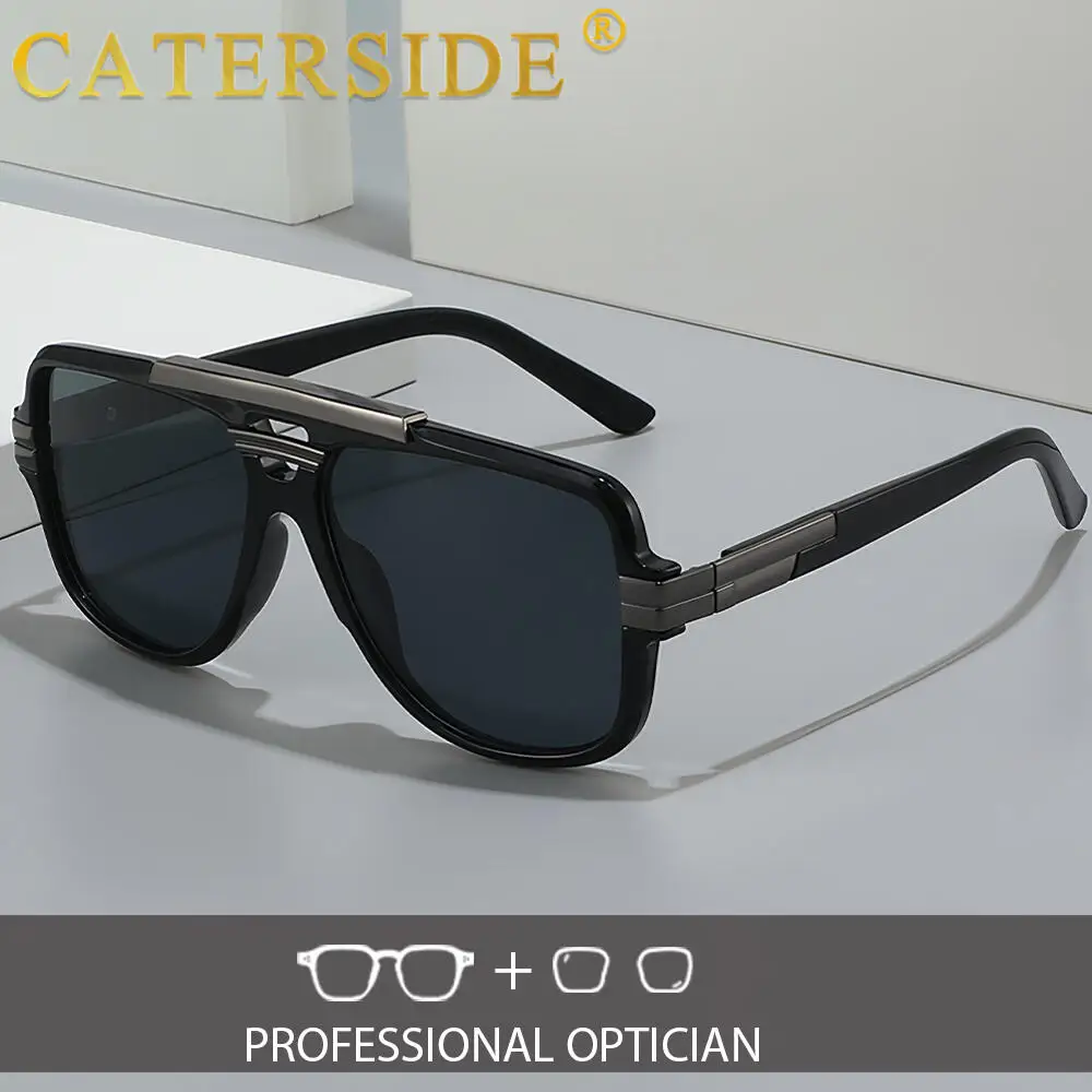 

CATERSIDE ретро оптические солнцезащитные очки мужские с плоским верхом двойной мост пилотные солнцезащитные очки в стиле панк по рецепту женские вечерние очки для путешествий