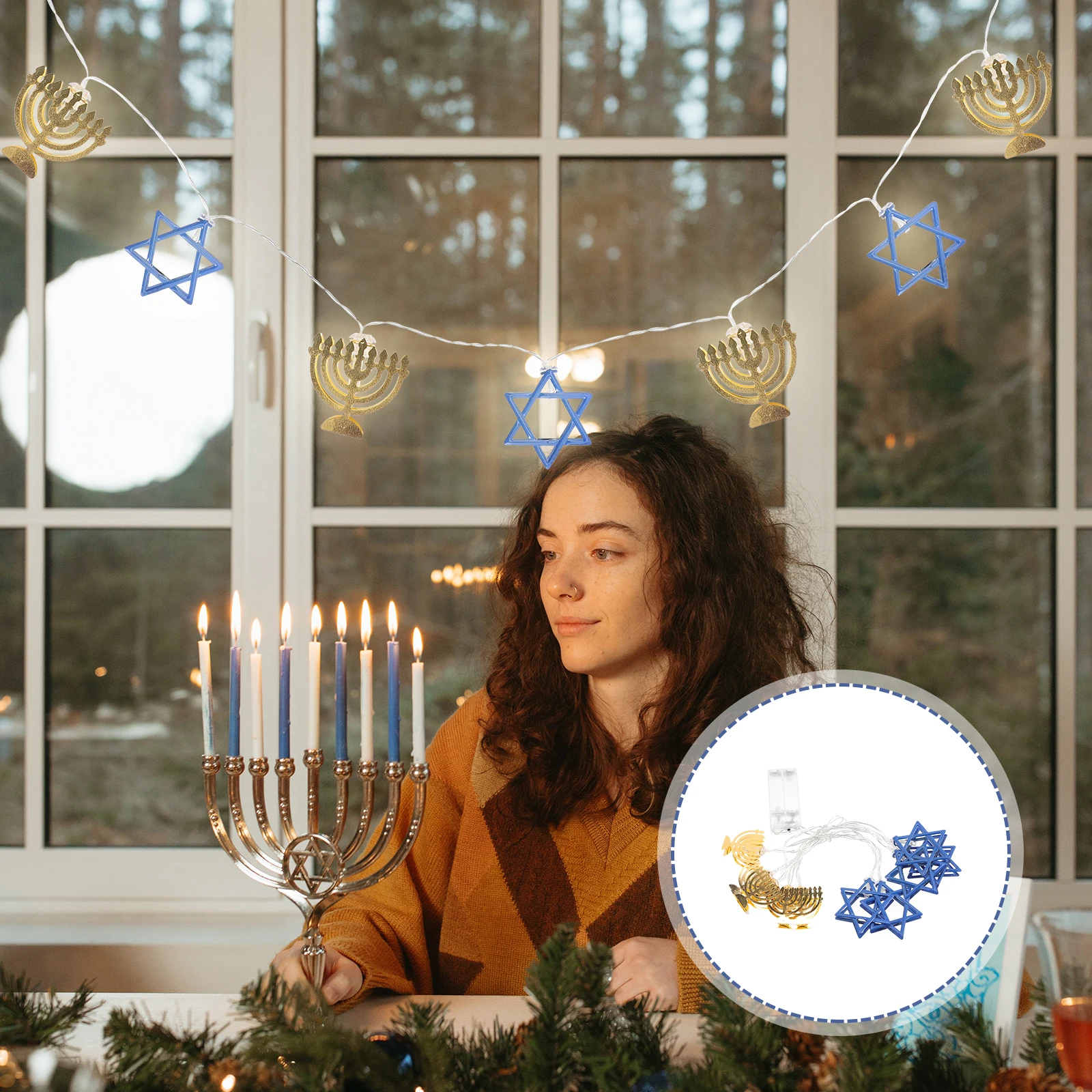 Hanukkah String Light Star Fairy Lights Powered Indoor Wall Tree Decor For Living Room Bedroom Party Hanukkah