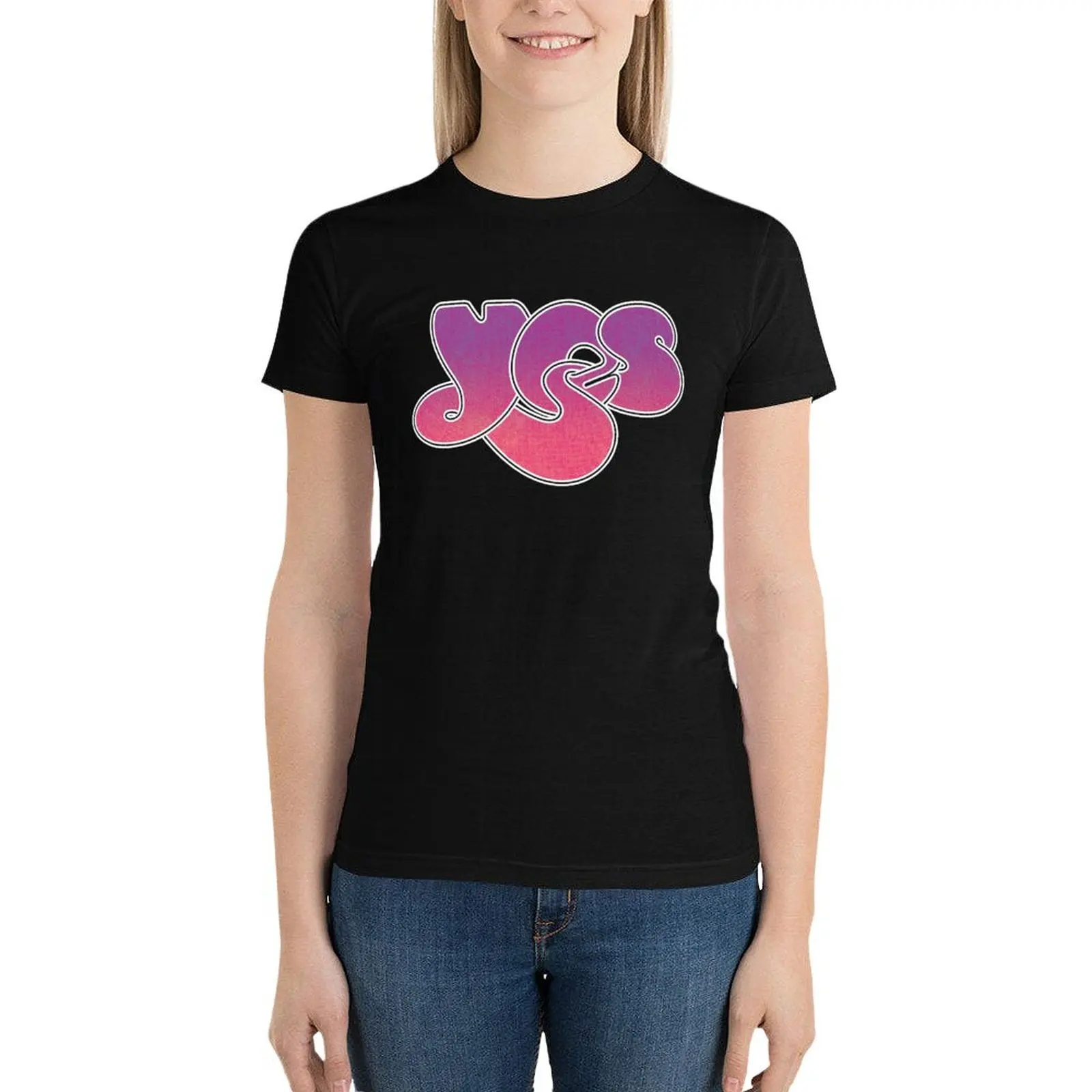 

YES LOGO T-Shirt Blouse plus size tops black t-shirts for Women