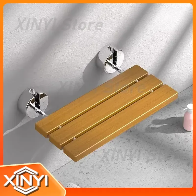 Solid Wood Folding Stool for Bathroom Shower Seat for Elderly for Entryway Shoe Changing Bench for Small Space Saving Safety