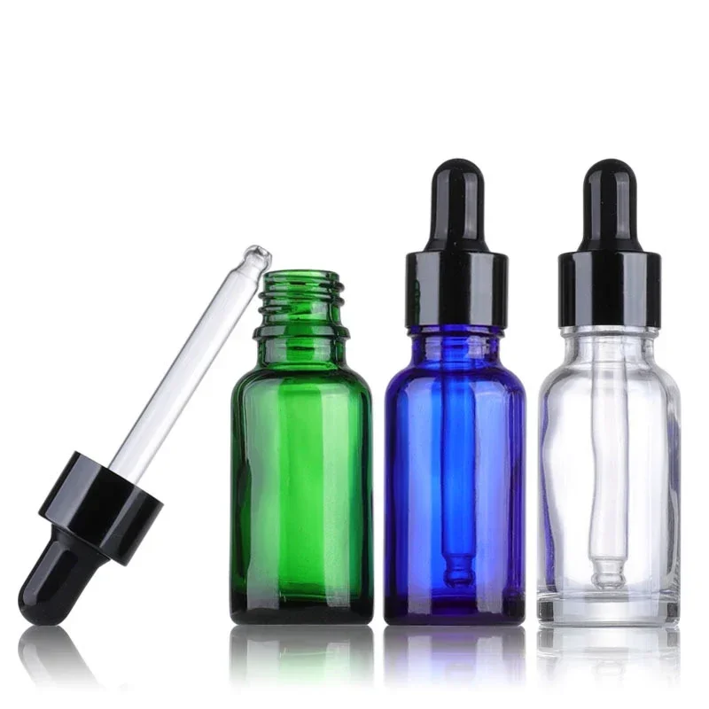 Botellas con cuentagotas para ojos, botellas gruesas de vidrio ámbar transparente, tintura, contenedores de aceites esenciales a prueba de fugas para Cosméticos líquidos, 5ml-100ml