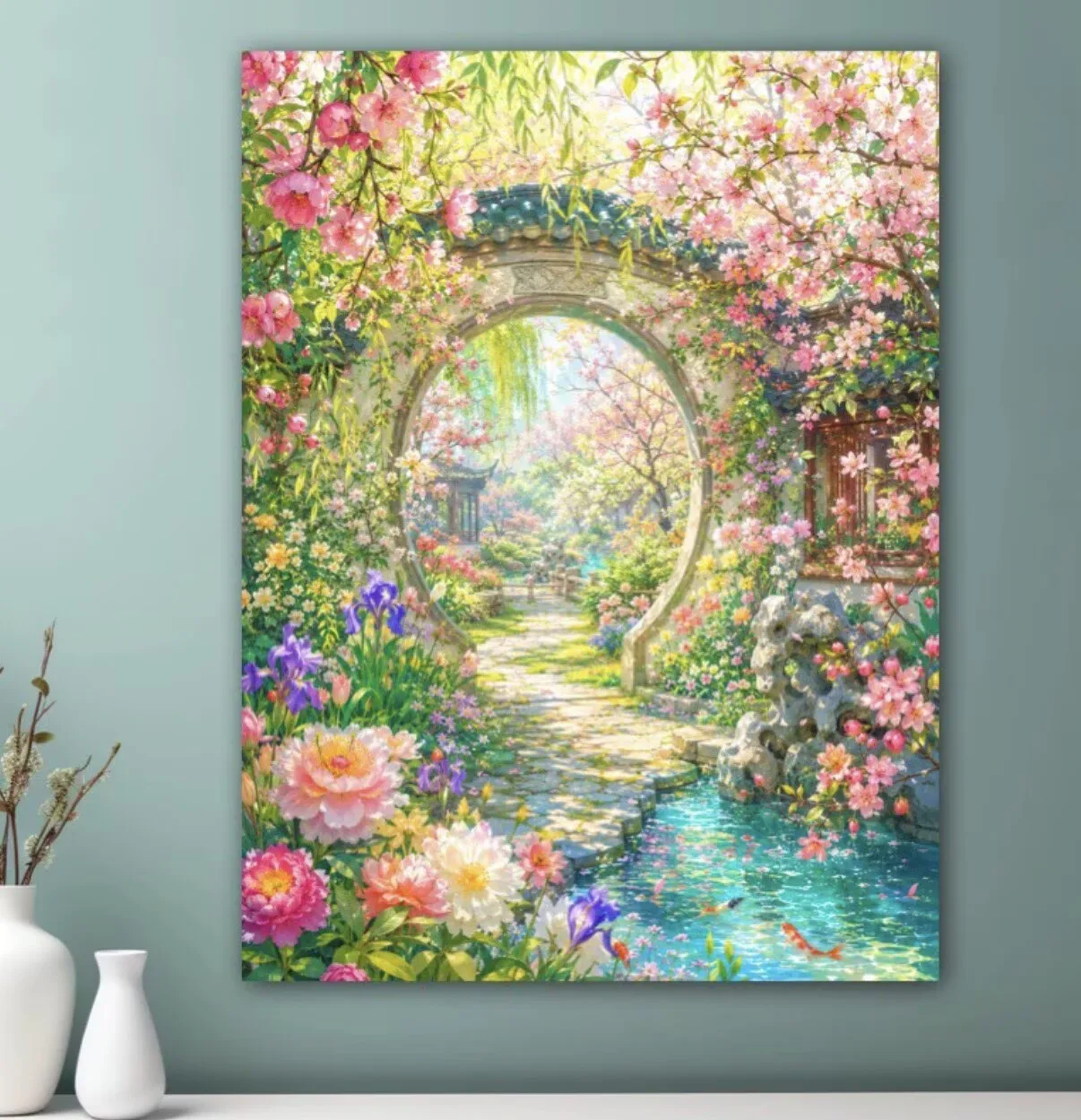 9CT 11ct 14ct Spring Door Printed Kit Cross Stitch Embroidery DIY Needlework Home Decor Crafts With Needles Threads 122 Colors