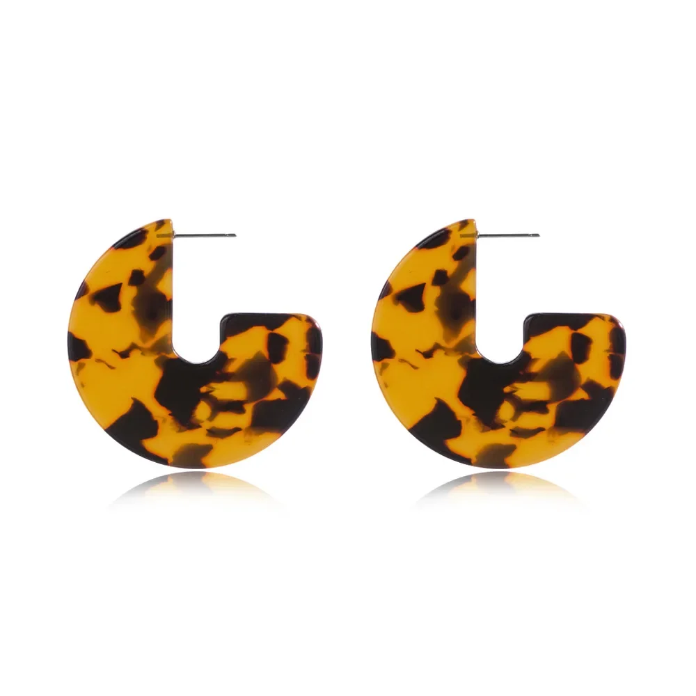 Fashion Personality Women\'s Earrings Letter Leopard Print Acetic Acid Circle Earings Bohemian Colorful Acrylic Dangle Earring