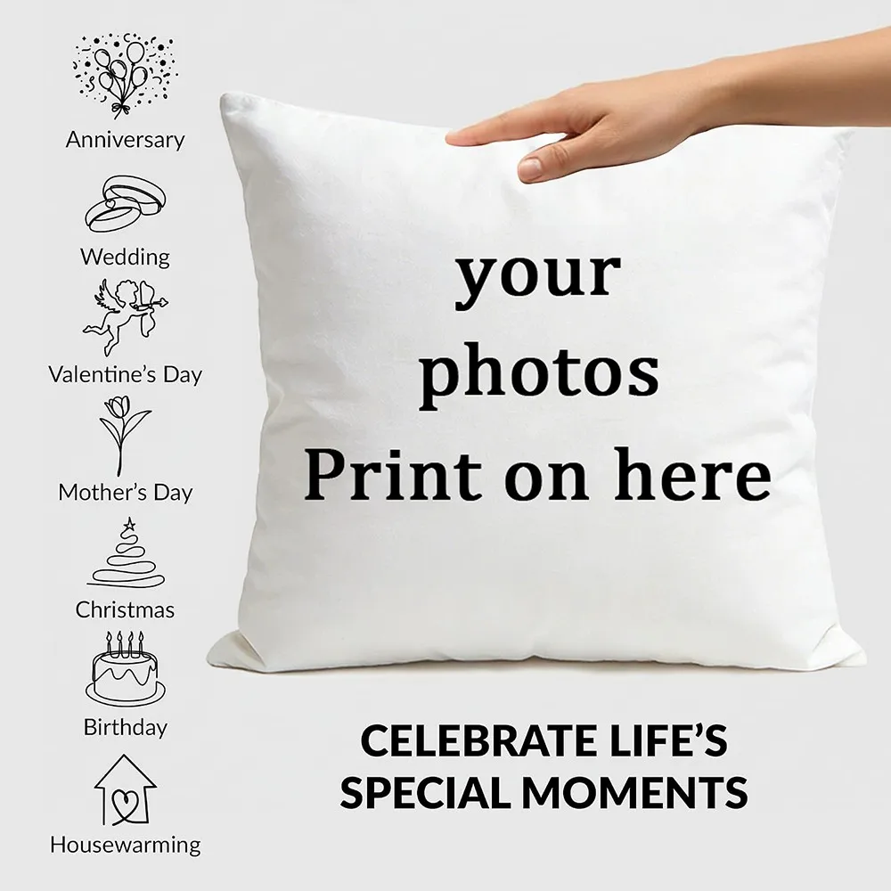 Custom Picture Printed Cushion Cover Pet Personal Life Photos Pillow Cover Custom 100% Polyester Pillowcases In Various Sizes