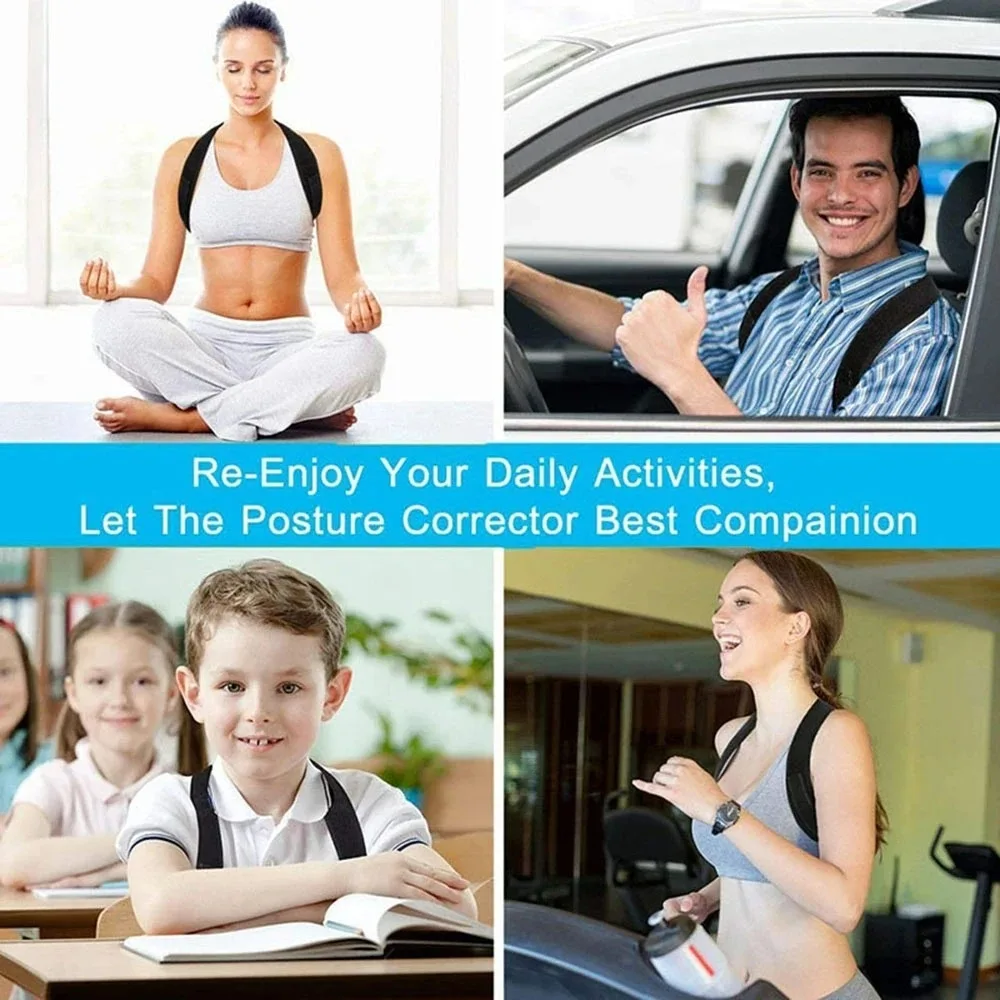 1Pcs Adjustable Back Shoulder Posture Corrector Belt Clavicle Spine Support Brace For Home Office Sport Upper Back Neck Training view 5