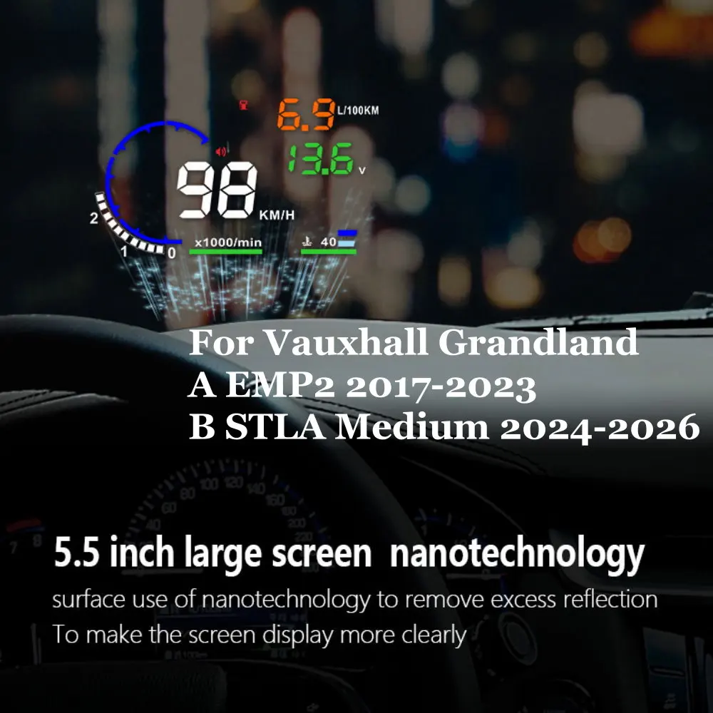 Car HUD Head Up Display LED Windshield Projection For Vaux Vauxhall Grandland A EMP2 2017-2023 B STLA Medium 2024-2026