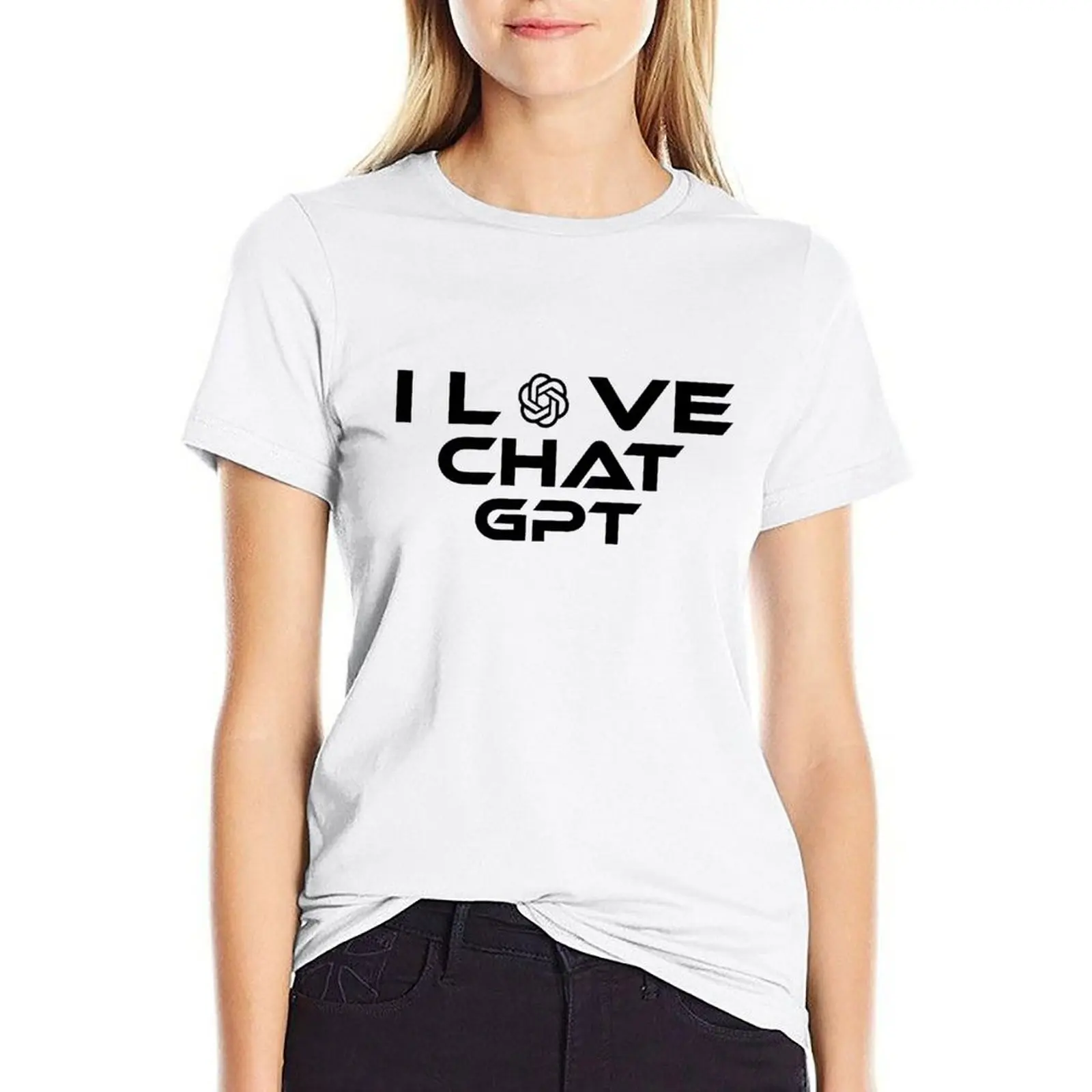 

I love Chat GPT T-shirt summer top oversized summer clothes Woman fashion