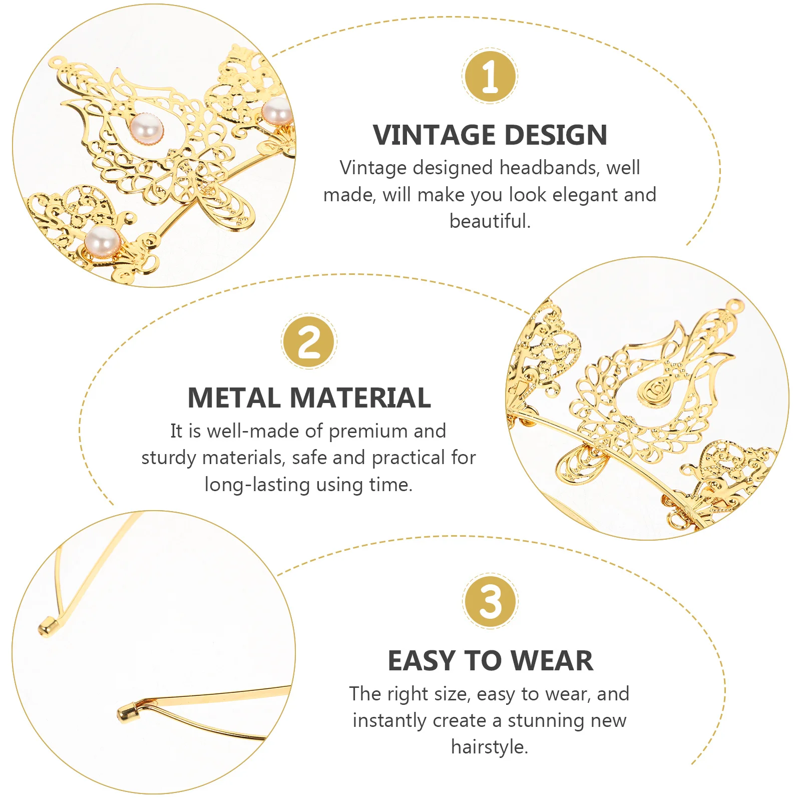 

Virgin Pearl Hair Band Retro Elegant Hair Accessory Women Party Headband Cosplay Decor Mary Headband