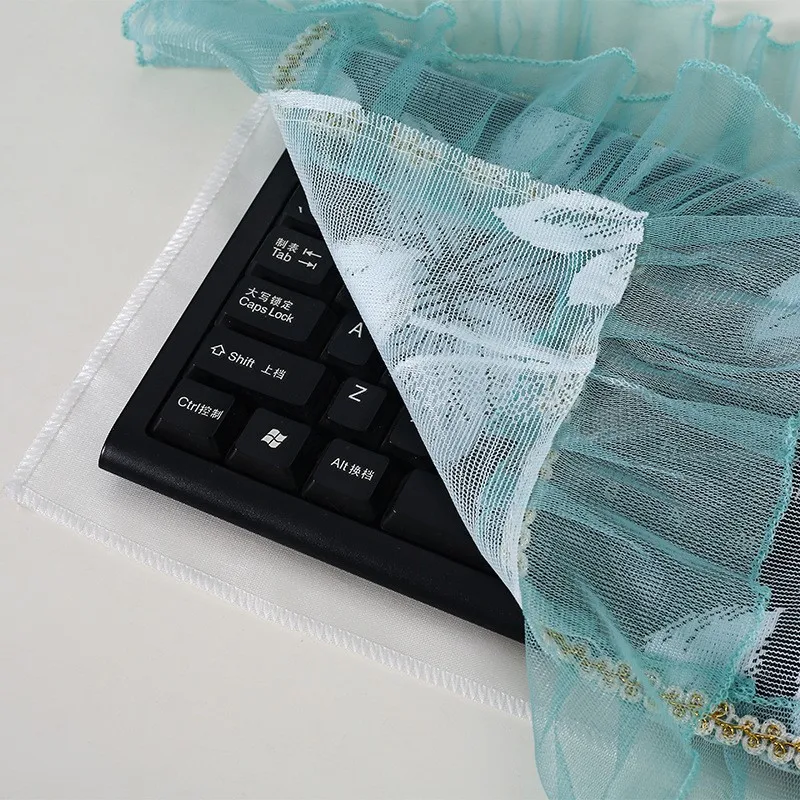 

3PCS/Set Desktop Computer Protective Case LCD Monitor Host Keyboard Lace Fabric Dust Cover 17-23 24-27inch Computer Dust Cover