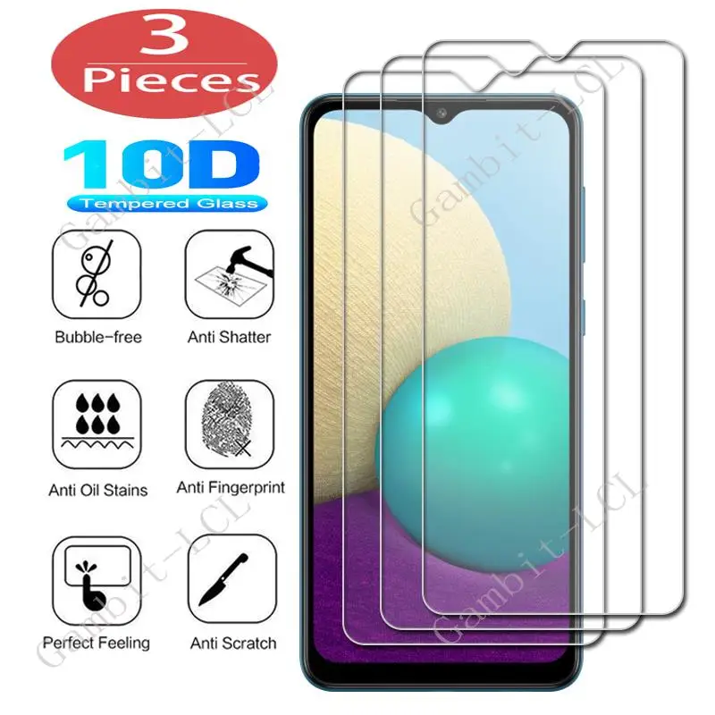 3 piezas de vidrio de protección para Samsung Galaxy A02 A03s A12 Nacho A22 4G 5G A32 A42 A52 A52s A72, película protectora de pantalla templada