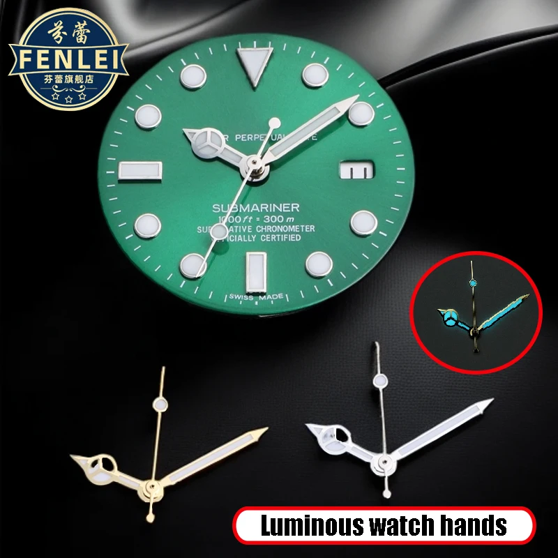 NH35 Watch Accessories Hand For Rolex Datejust Water Ghost Seiko NH35 NH36 Men Movement Watch Needle Hands Green Luminous Silver