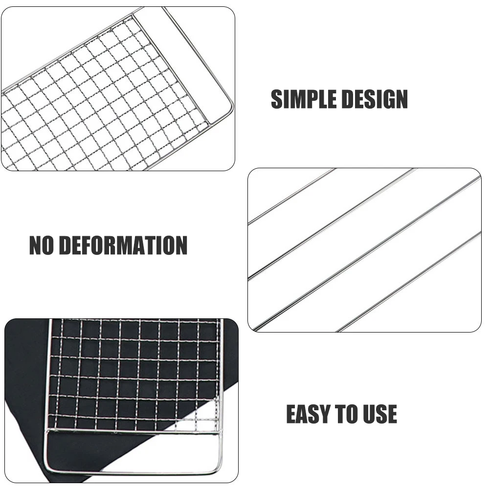 

3 Pcs Cooling Rack Stainless Steel Grilled Mesh BBQ Wire Net Roaster Black Grate Barbecue Tool Fish Meat Vegetable