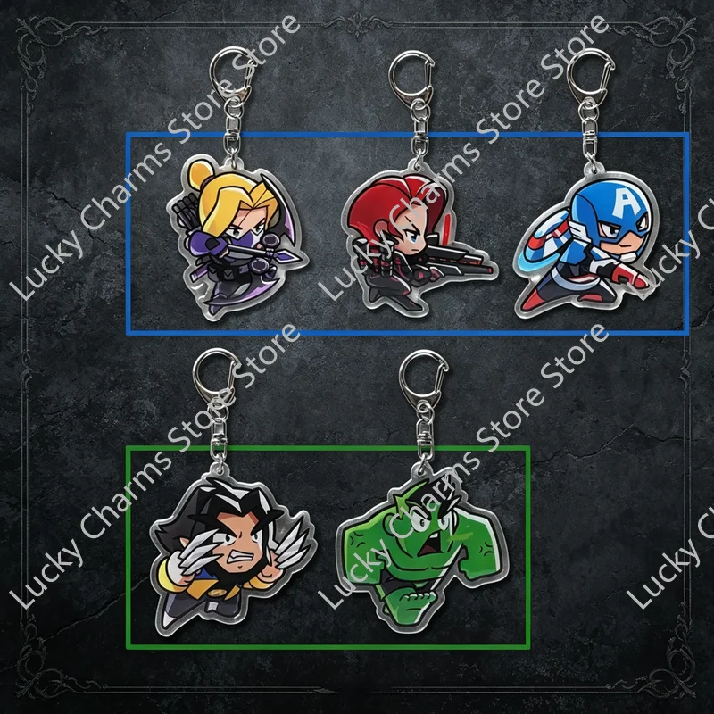 5Pcs Chibi Hero Character Acrylic Keychain Pack, Fantasy Warrior Cartoon Keyring, Clear Bag Charm, Backpack Decor for Fans