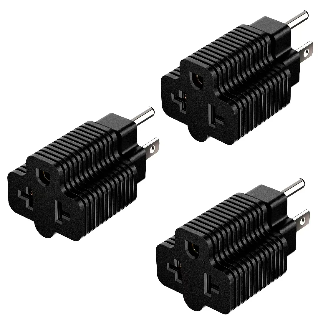 (3Pack)4-in-1 15 Amp Household AC Plug to 20 Amp T Blade Adapter,5-15P to 5-20R,5-15P to 6-15R/20R,15A 125V to 20A 250V Adapter