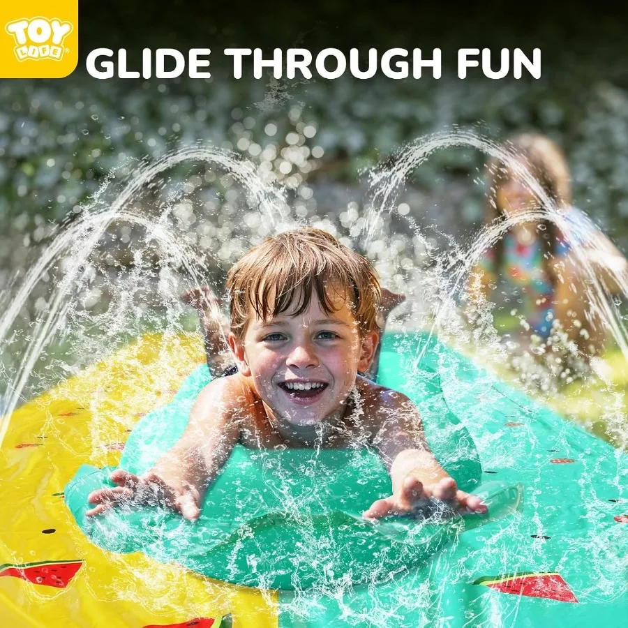 TOY Life Summer Slip Slide - Tobogán de quintal para idades de 4 a 8 anos, jogo aquático ao ar livre com escorregador e brinquedos