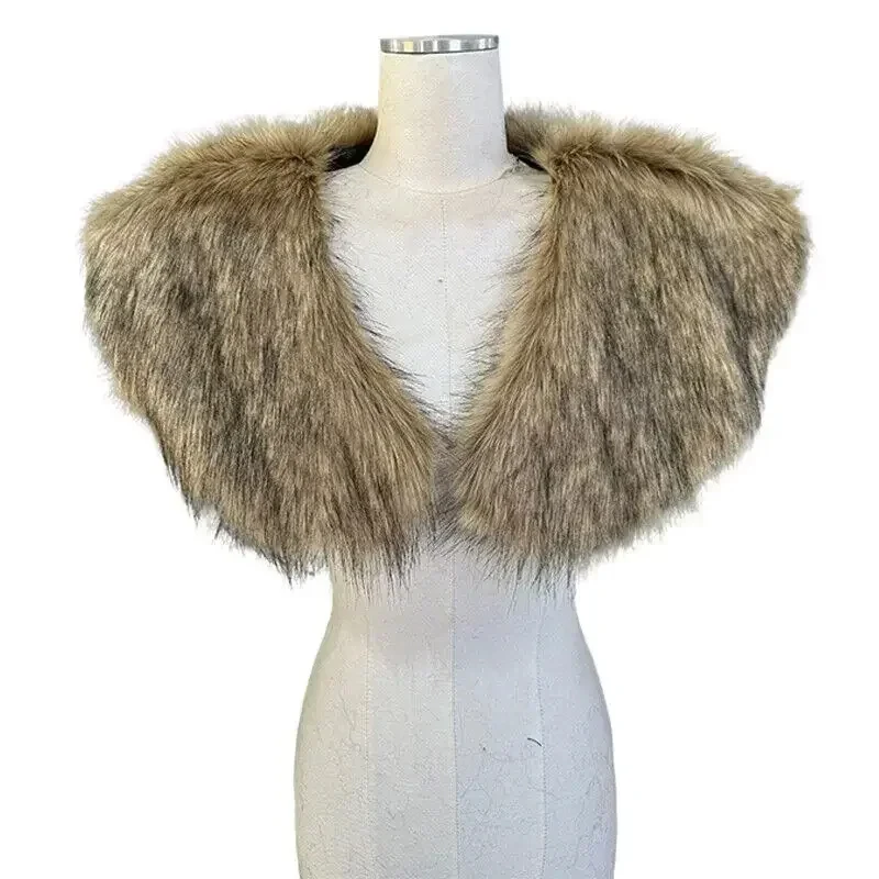 

Warrior Style Cosplay Medieval Faux Fur Cape Shoulder Cloak With Collar Retro Costume For Halloween Carnival Fantasy Accessories