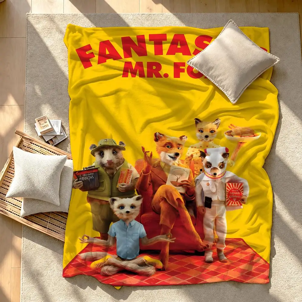 Animated Movie Fantastic Mr. Fox Throw Short Plush Throw Blanket Soft Skin-Friendly Multi-Scene Home Office