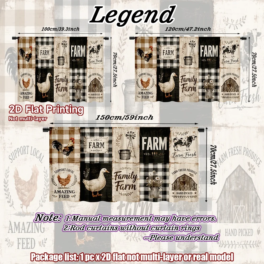 2D flat 1pc Retro country style shoe cabinet curtains Rustic Farm Animals Quilt Digital printing Cafe-themed curtains are