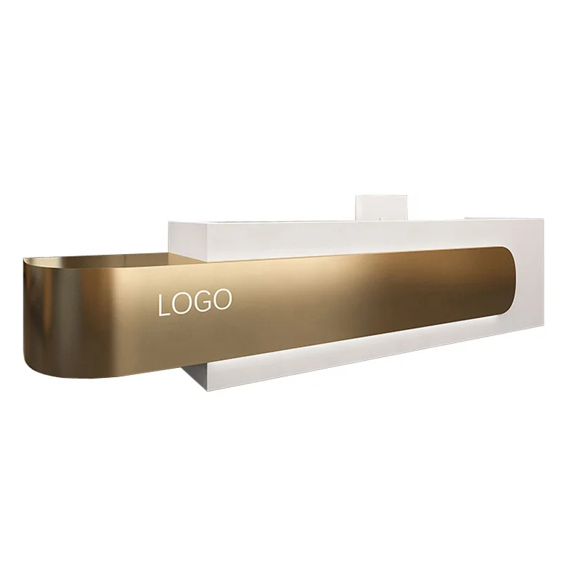 #Factory Customize Company Front Guild Welcome Desk Conference Room Computer Console Table Led Work Station Reception Desk