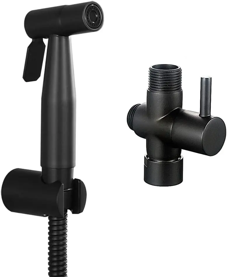 

Black Bidet Sprayer Diaper Shattaf Douche Complete Bidet Set with 7/8 T-Adapter for Toilet Bathroom