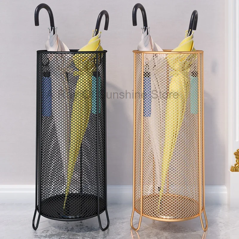 

Beach Metal Basket Umbrella Stand Home Gold Hanger Umbrella Clamp Parasol Entryway Porte Parapluie House Decoration GPF30XP