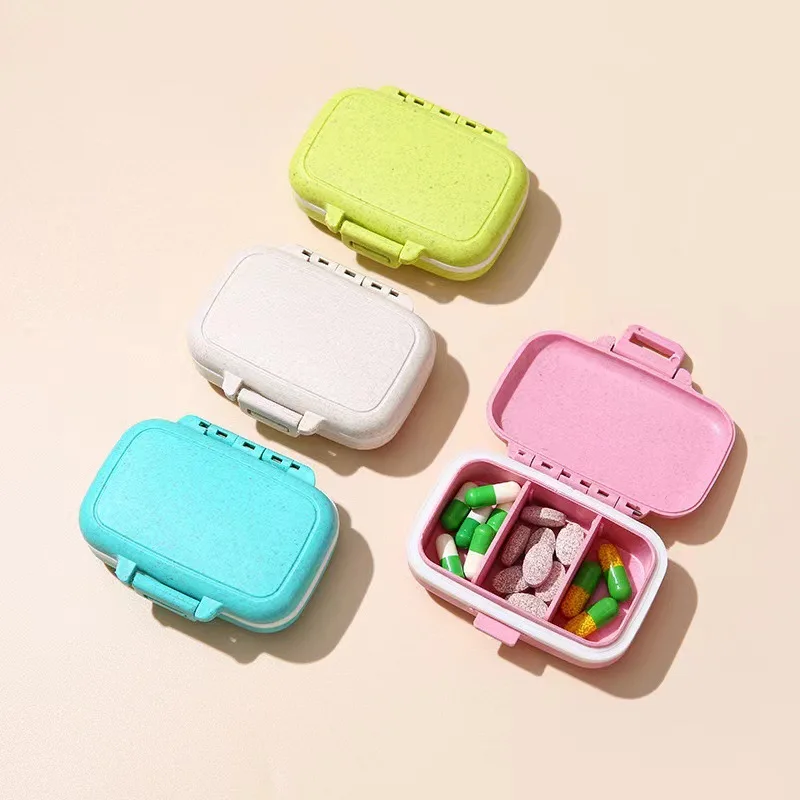 Portable Mini Pill Box Three Compartment Medicine Storage Organizer Sealed Moisture-Proof for Daily Three Meals On-the-Go