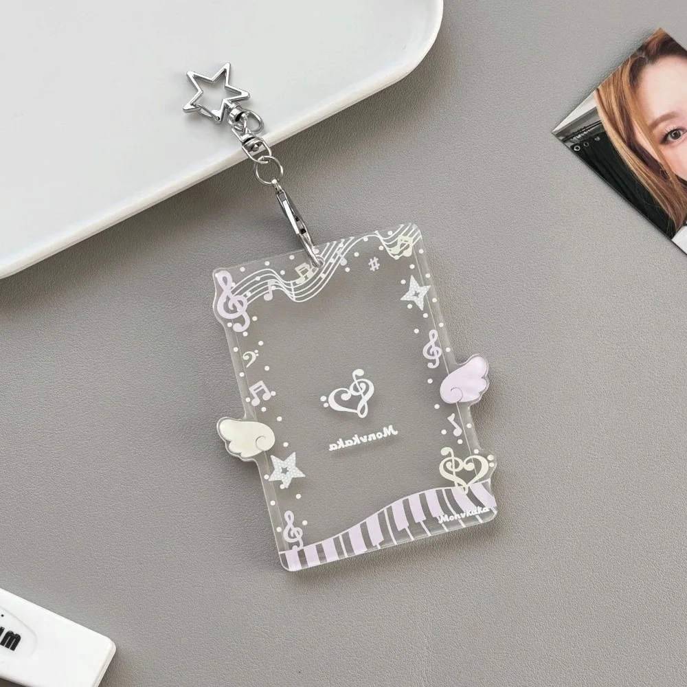 Cute Acrylic Photocard Holder Transparent Music Photo Card Protector Portable Pendant ID Badge Holder For Credit Card
