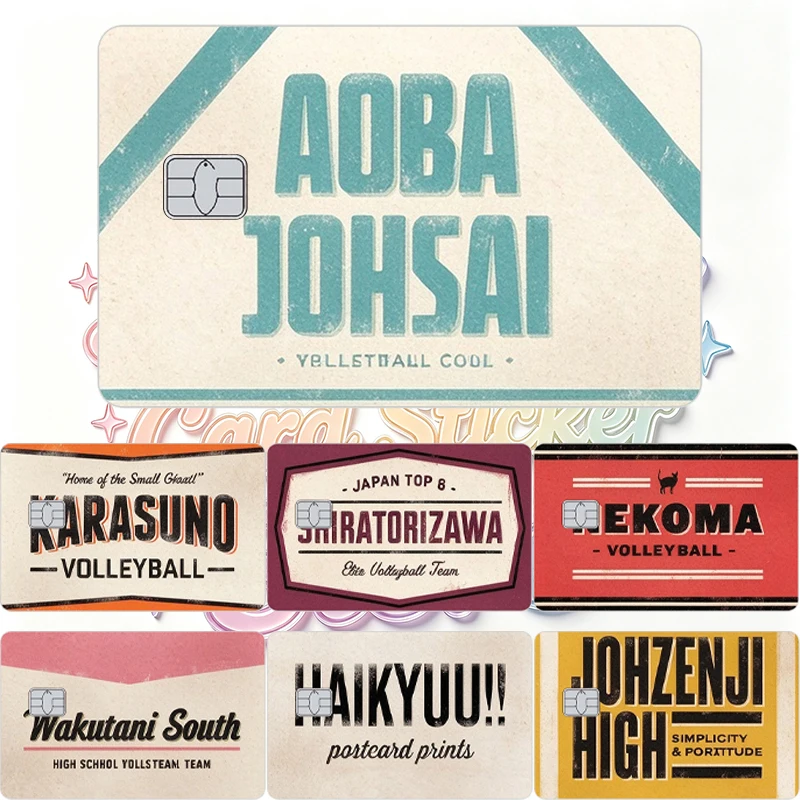 Anime Volleyball Vintage Sport Team Text Debit Card Sticker Decal Skin Creative Protector Decorative Credit Bank Card Cover Film