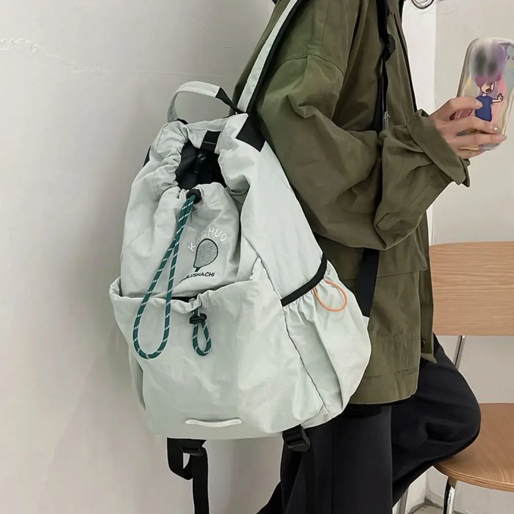 

Large Capacity Sport Racket Storage Backpack Nylon Lightweight Fitness Shoulder Bag Tennis Tote Bag Drawstring Fitness Bag